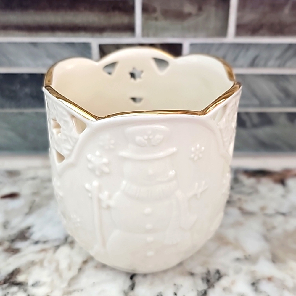 NIB LENOX MERRY LIGHTS SANTA VOTIVE (included) FINE PORCELAIN